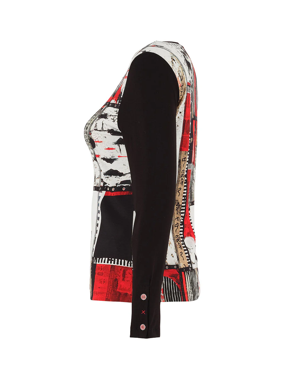 Abstract Patchwork Print Long Sleeve Top