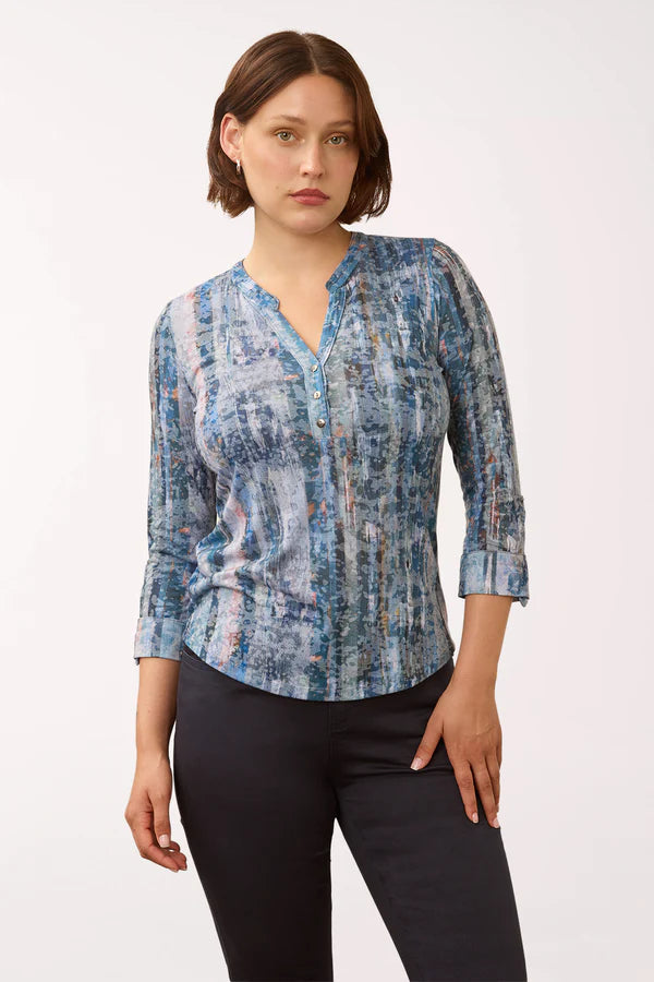3/4 Sleeve Henley Top
