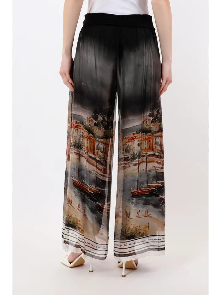 Riva Positano Wide Leg Silk Pant