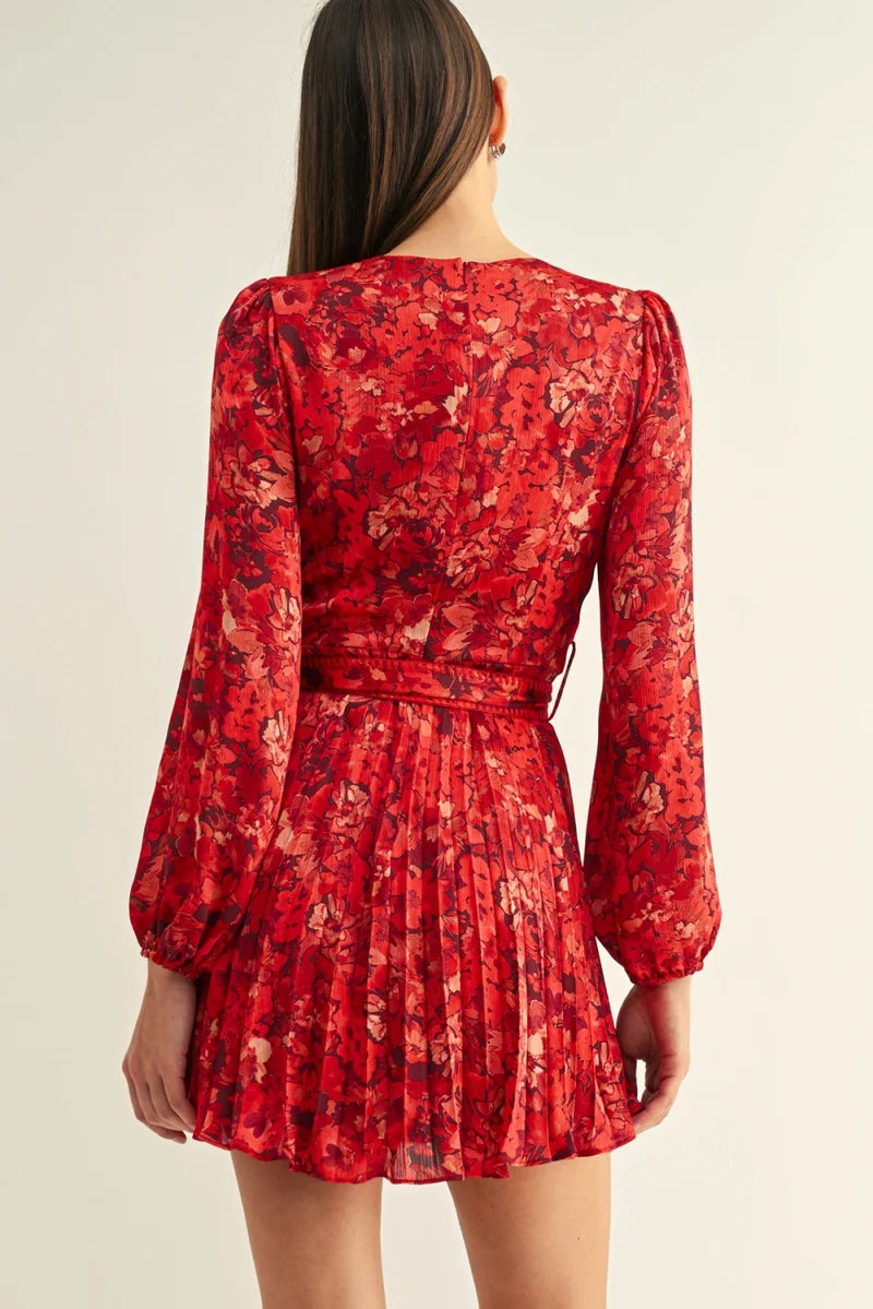 Bailey Pleated Long Sleeve Mini Dress