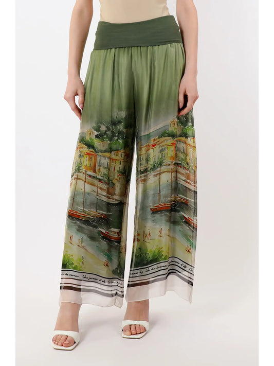 Riva Positano Wide Leg Silk Pant