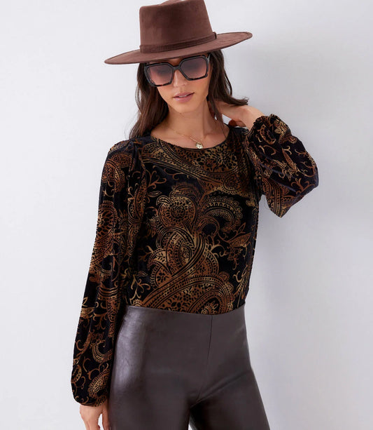 Velvet Burnout Boatneck Top