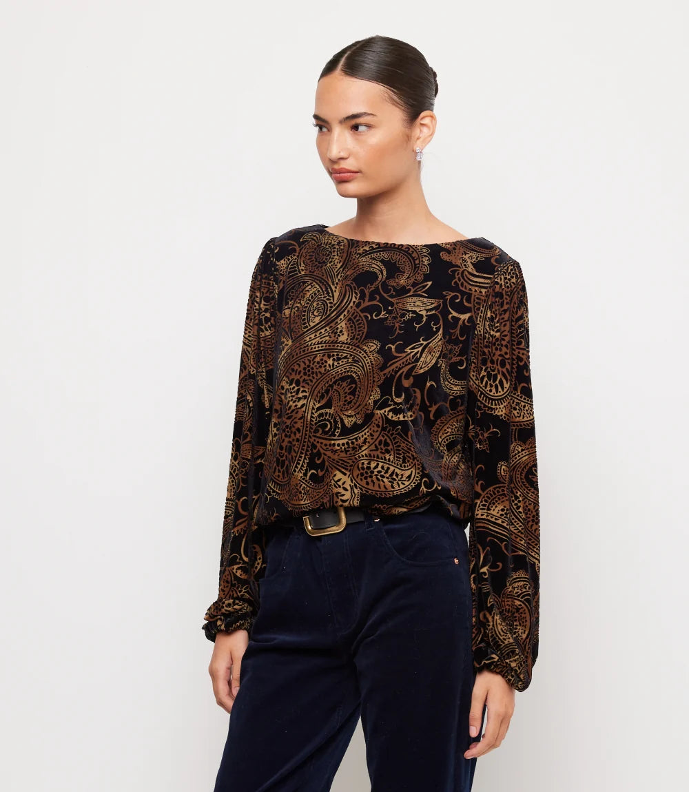 Velvet Burnout Boatneck Top