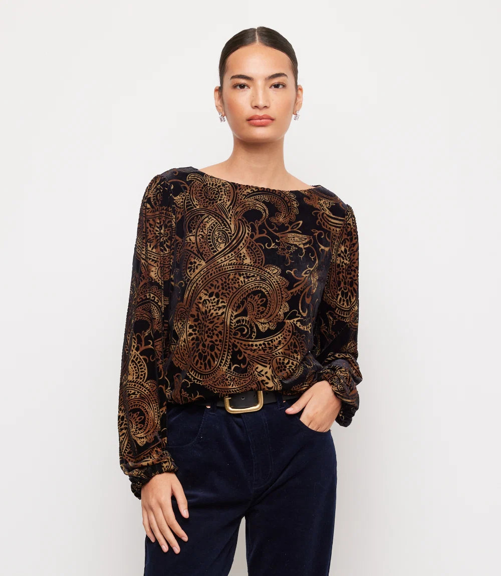 Velvet Burnout Boatneck Top
