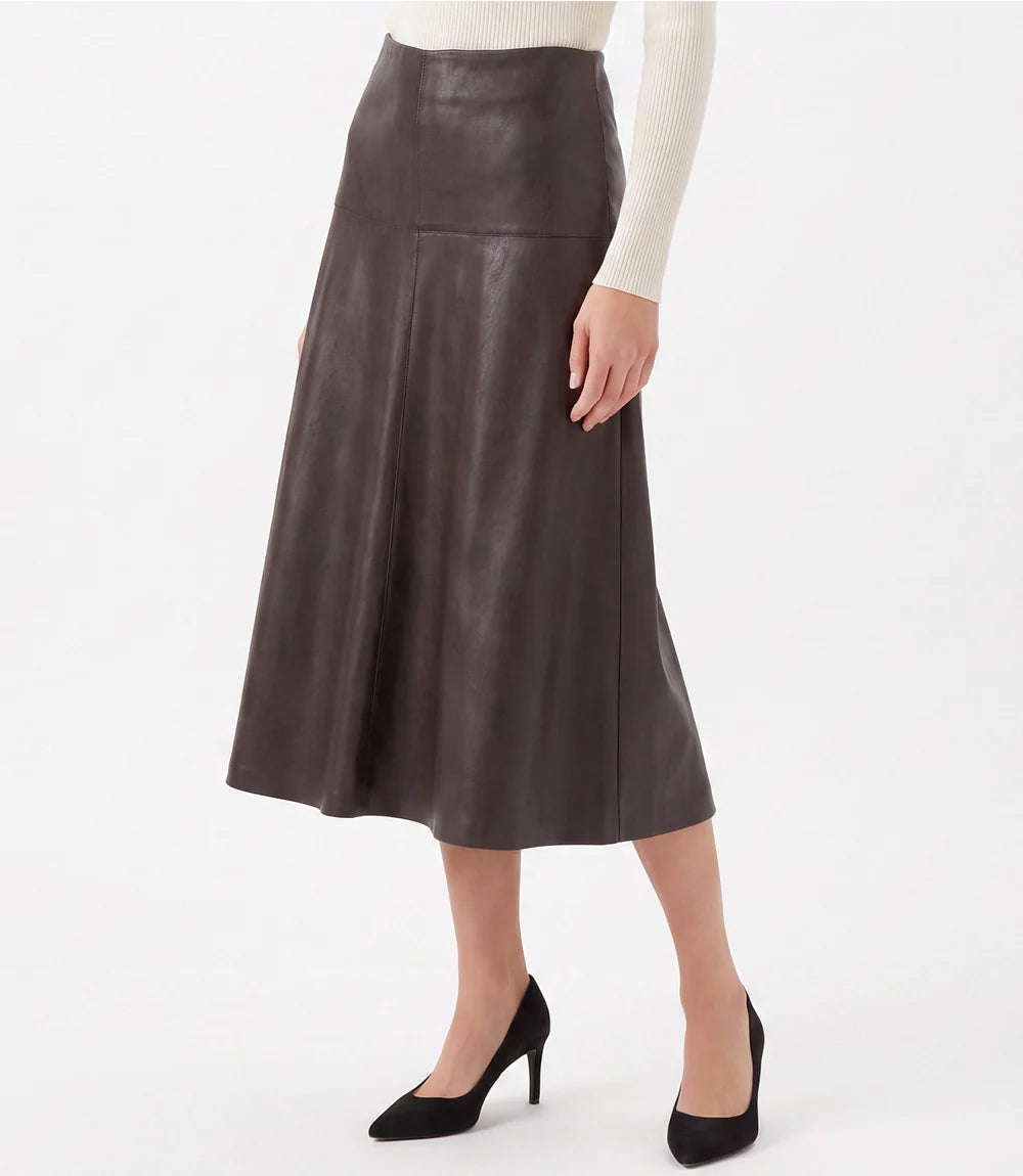 Faux Leather Midi Skirt