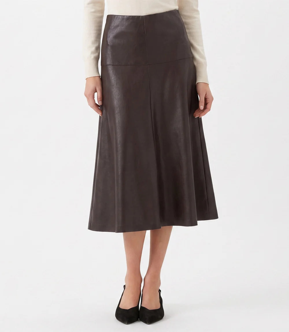 Faux Leather Midi Skirt