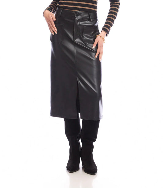 Faux Leather Midi Skirt