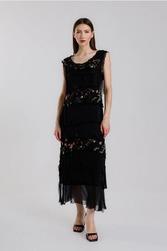 Embroidered Aleena Silk Maxi Dress