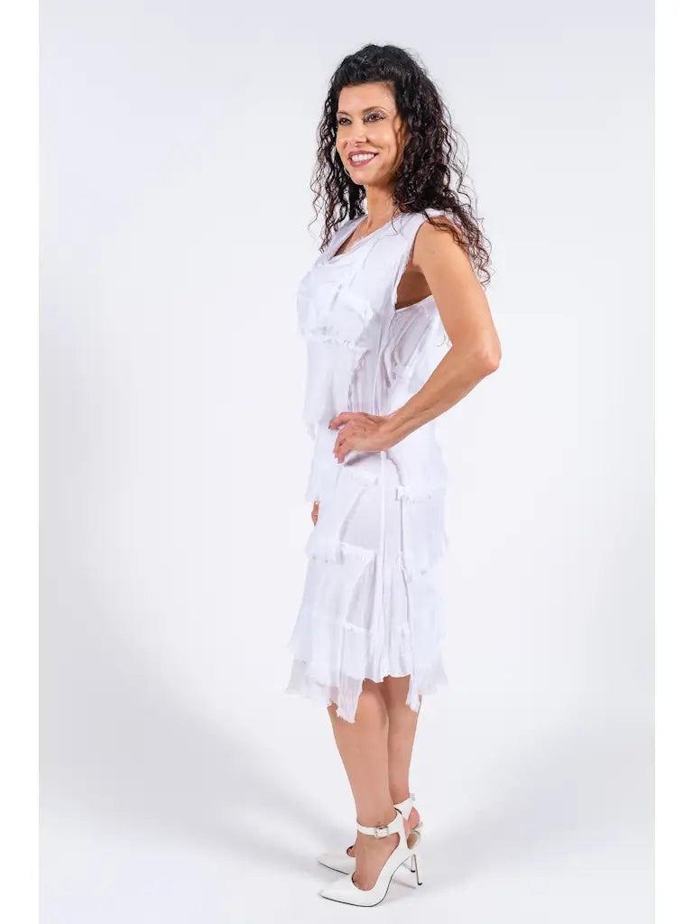 Mariana Silk Ruffle Dress - White