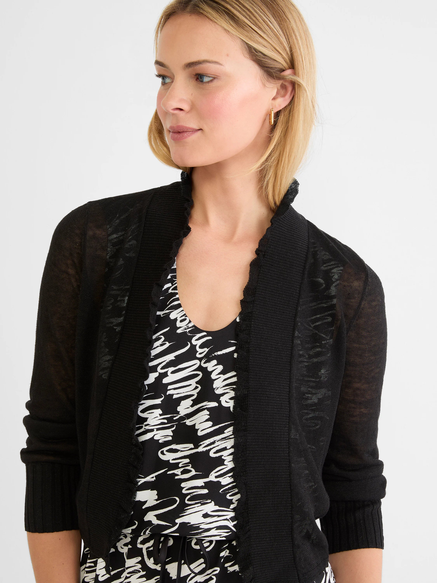 Ruffle Featherknit Cardigan