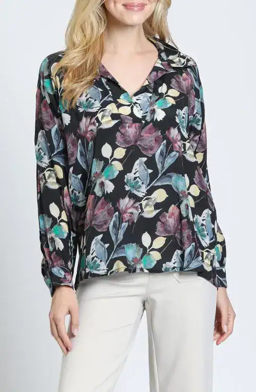 Half Placket Pullover Blouse