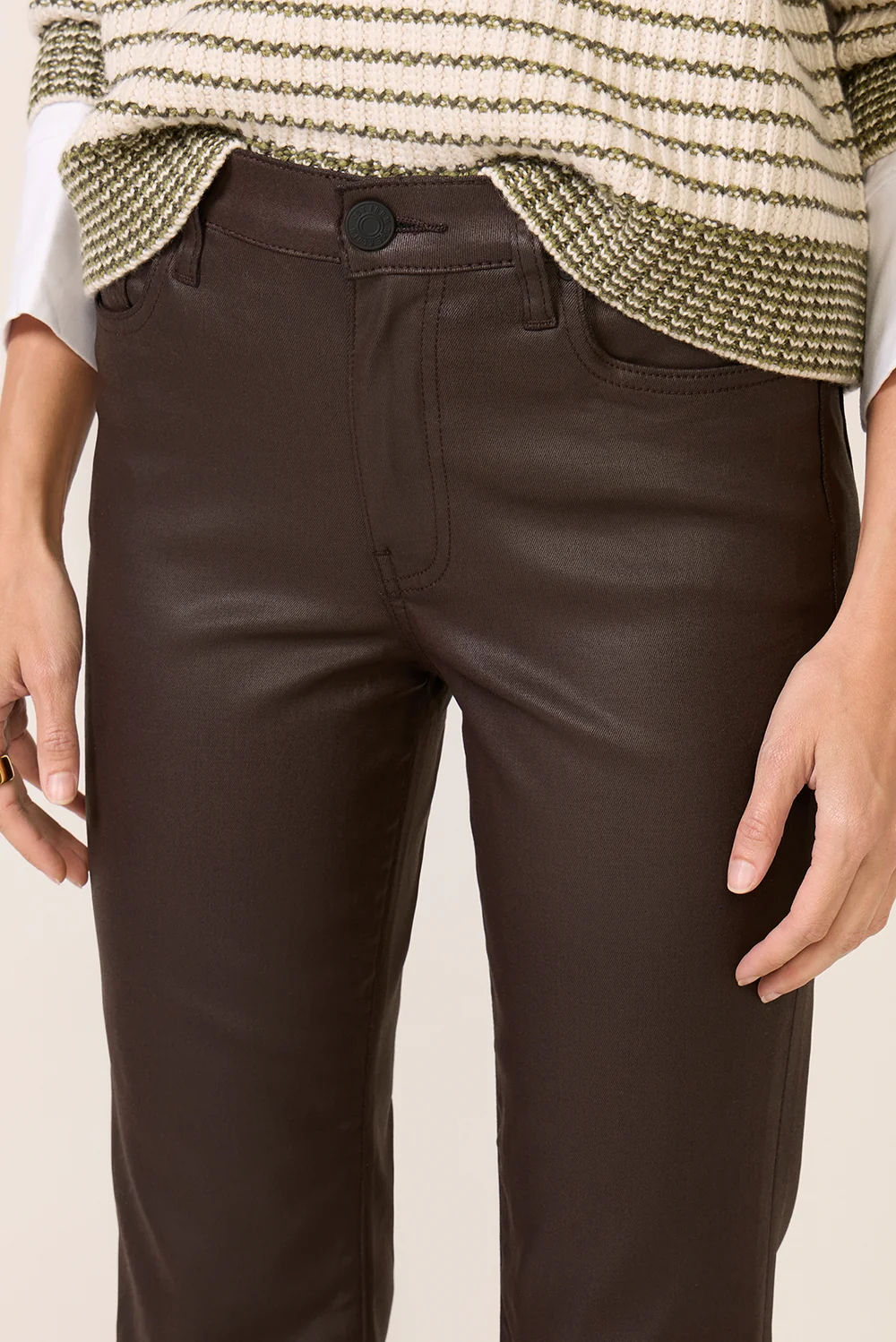 Kelsey Coated High Rise Ankle Flare Jeans