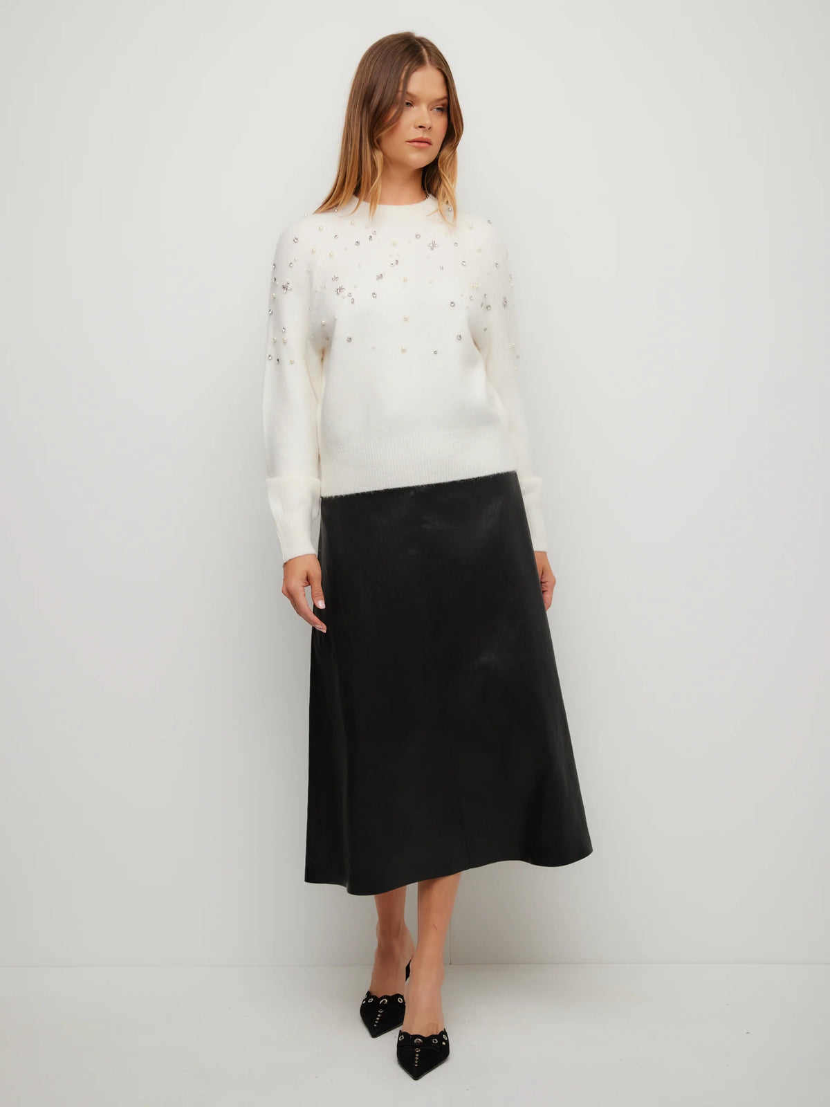 Bodie Faux Leather Midi Skirt