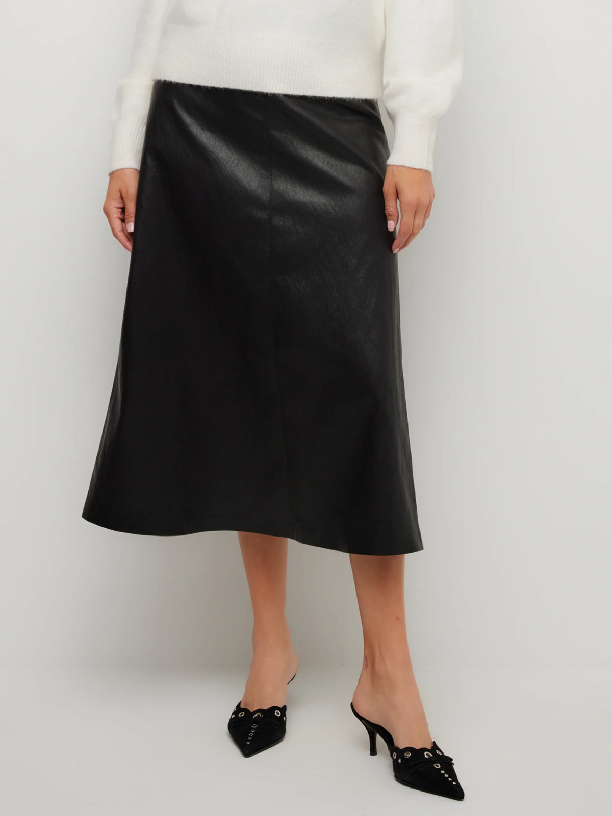 Bodie Faux Leather Midi Skirt