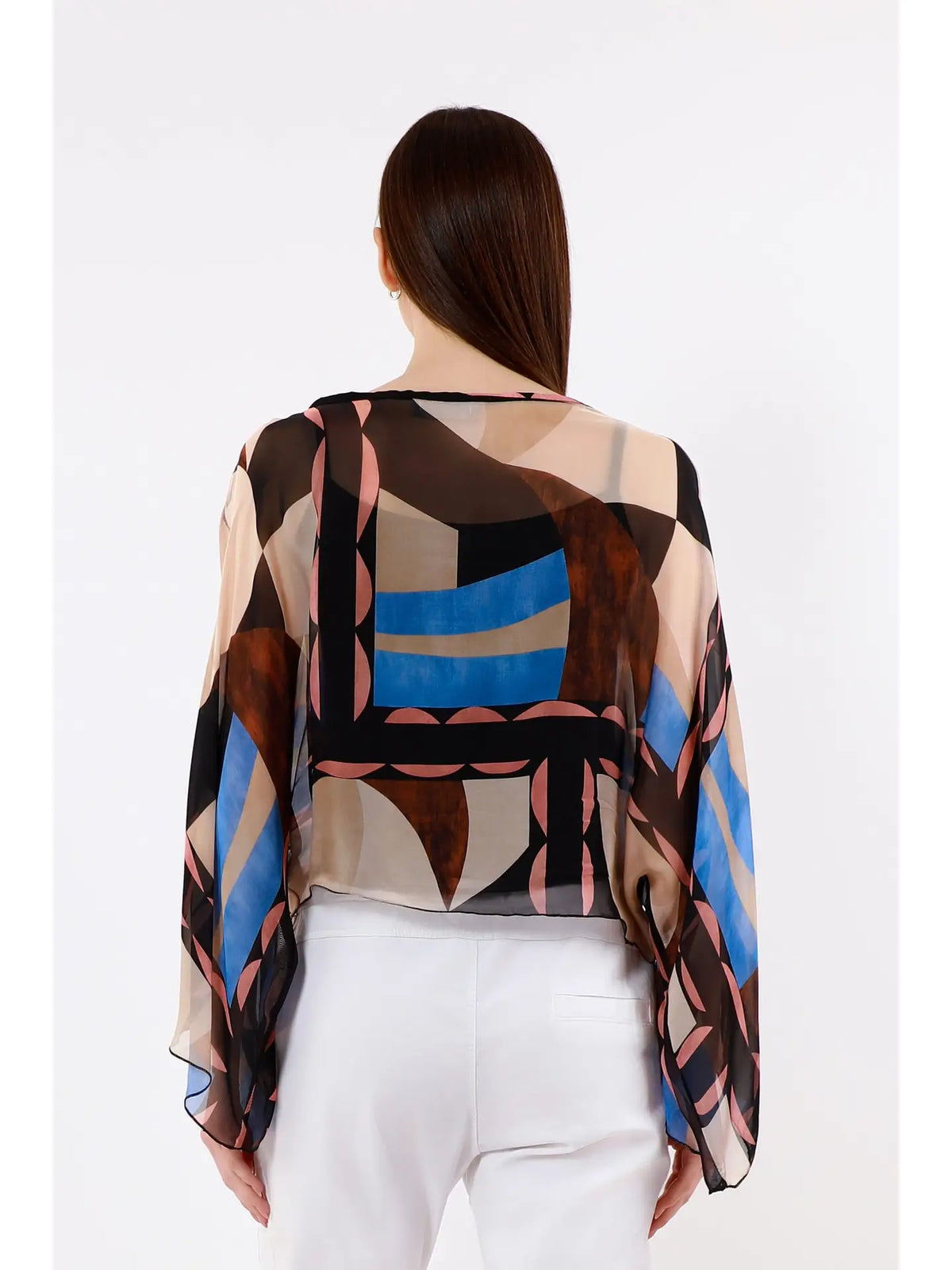 Sofita Modernism 3/4 Sleeve Cropped Silk Caftan