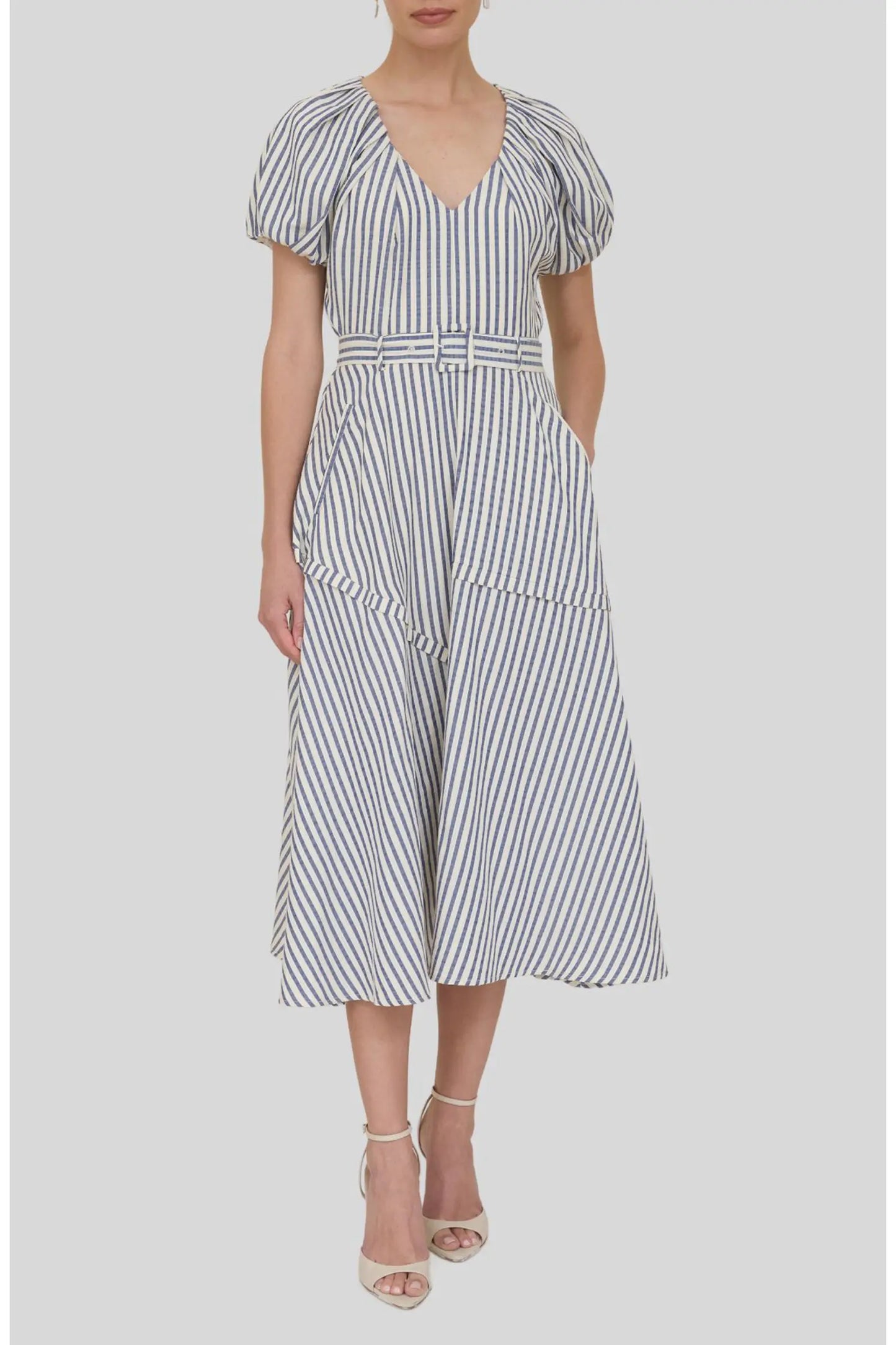 Puff Sleeve Dress with Belt