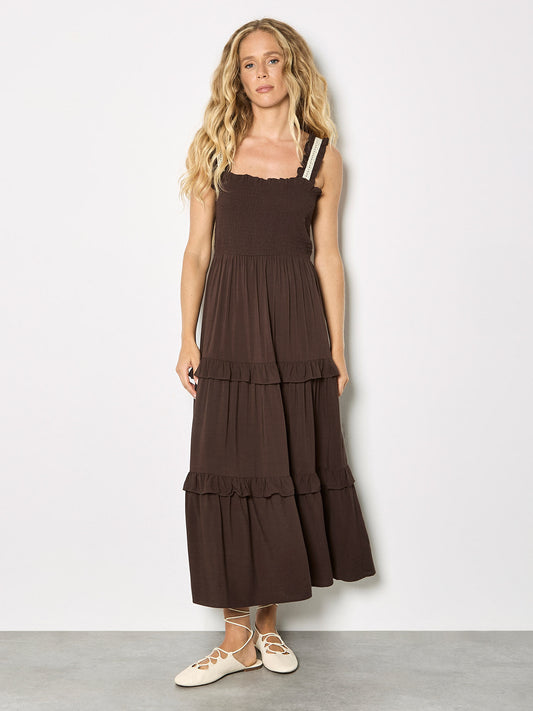 Smocked Tiered Crochet Dress