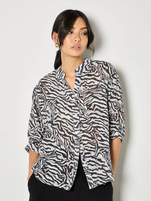 Zebra Oversized Semisheer Blouse
