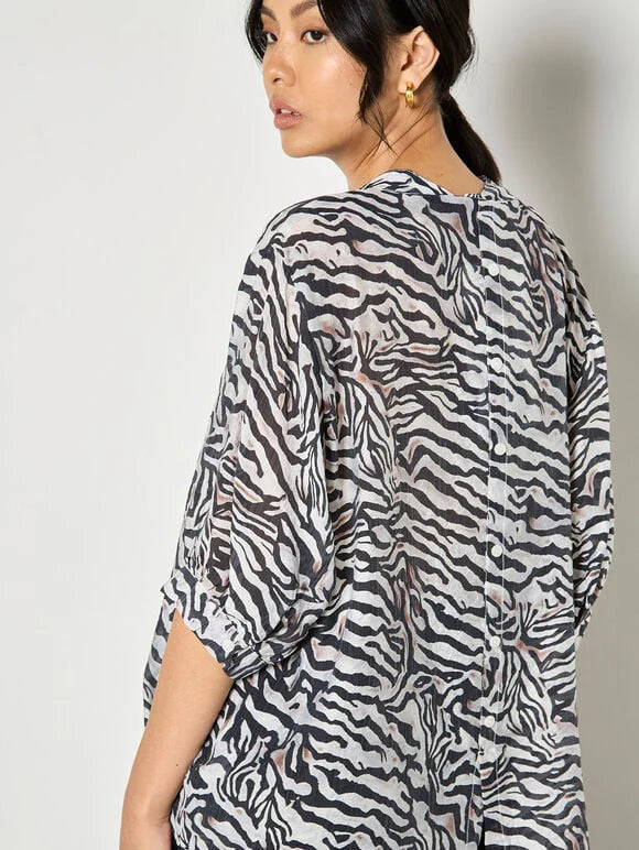 Zebra Oversized Semisheer Blouse