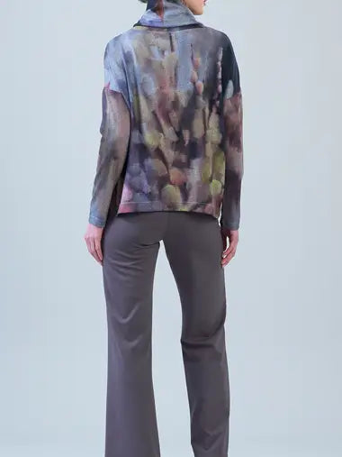 Watercolor Print Cozy Turtleneck