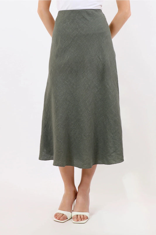 Masha Bias Cut Linen Skirt