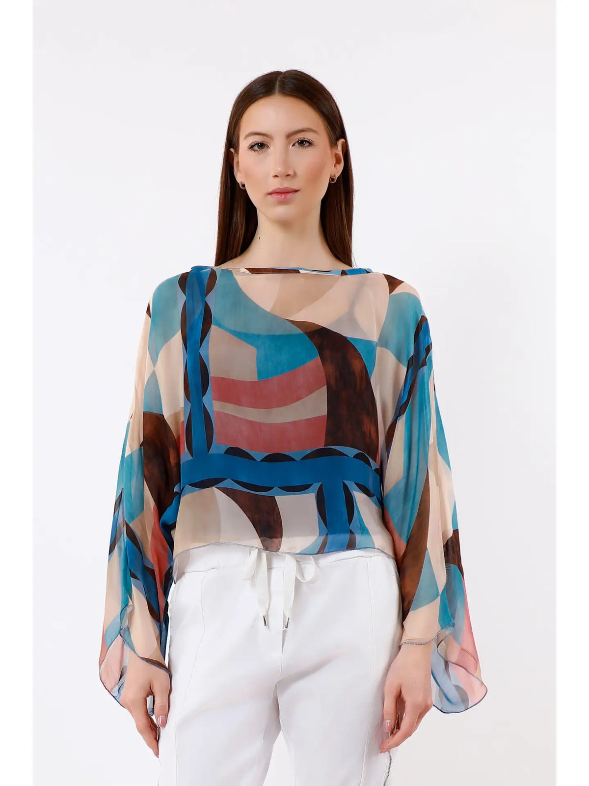 Sofita Modernism 3/4 Sleeve Cropped Silk Caftan