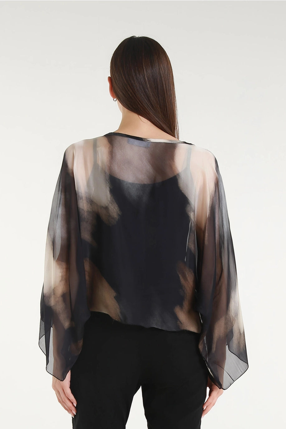 Sofita Abstract Cropped Silk Kaftan