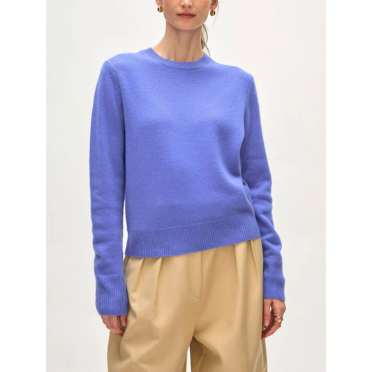 Cashmere Rib Trim Crewneck