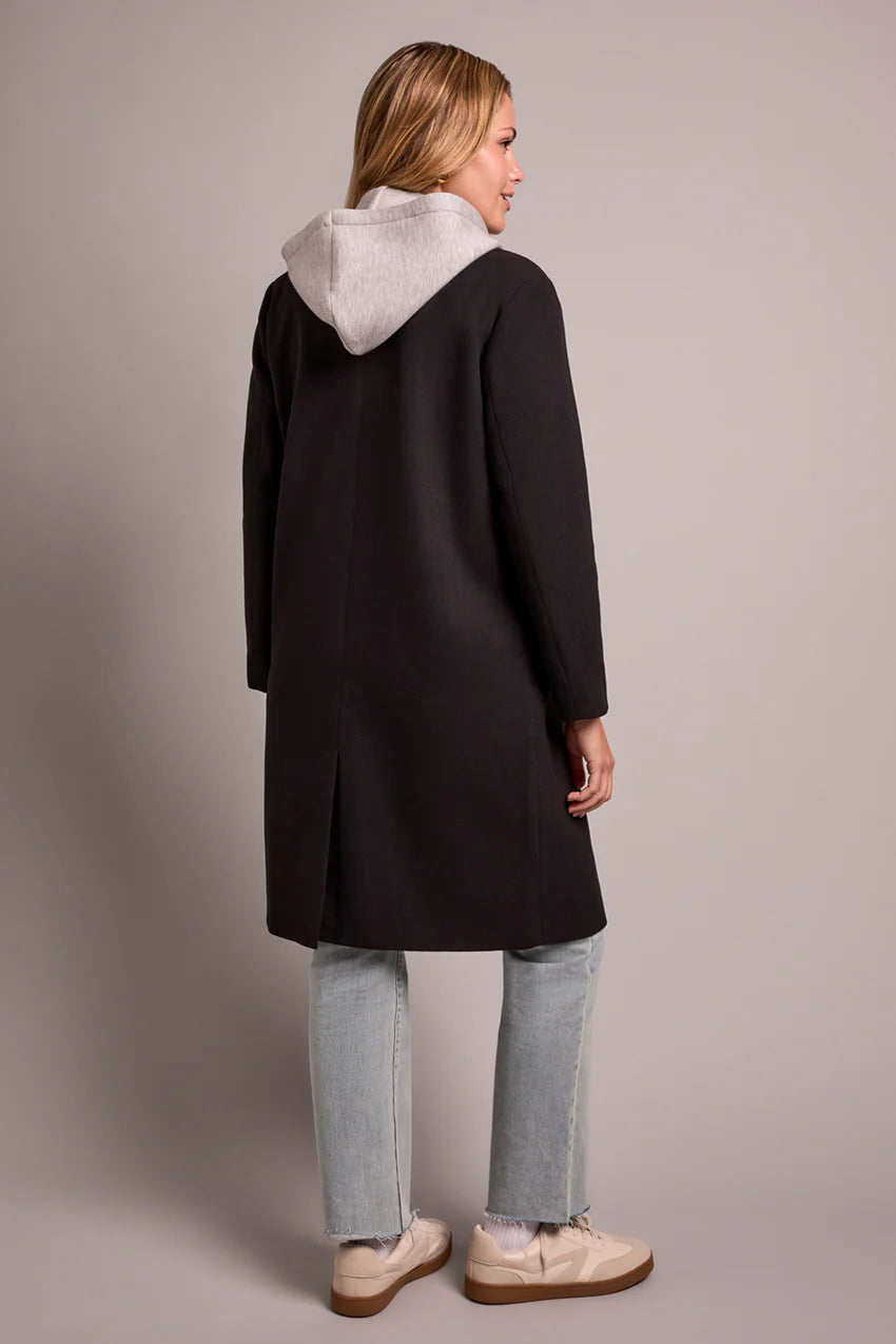 Knit Coat with Removable Fooler Hoodie