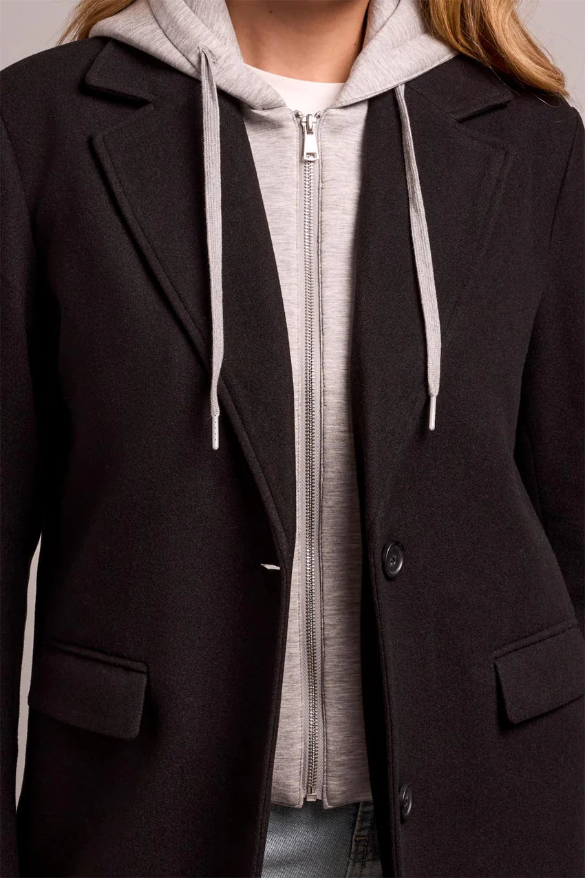 Knit Coat with Removable Fooler Hoodie