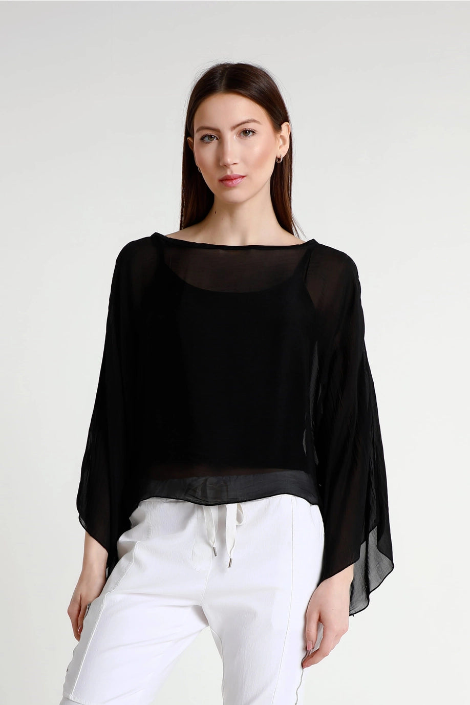 Sofita 3/4 Sleeve Cropped Silk Caftan