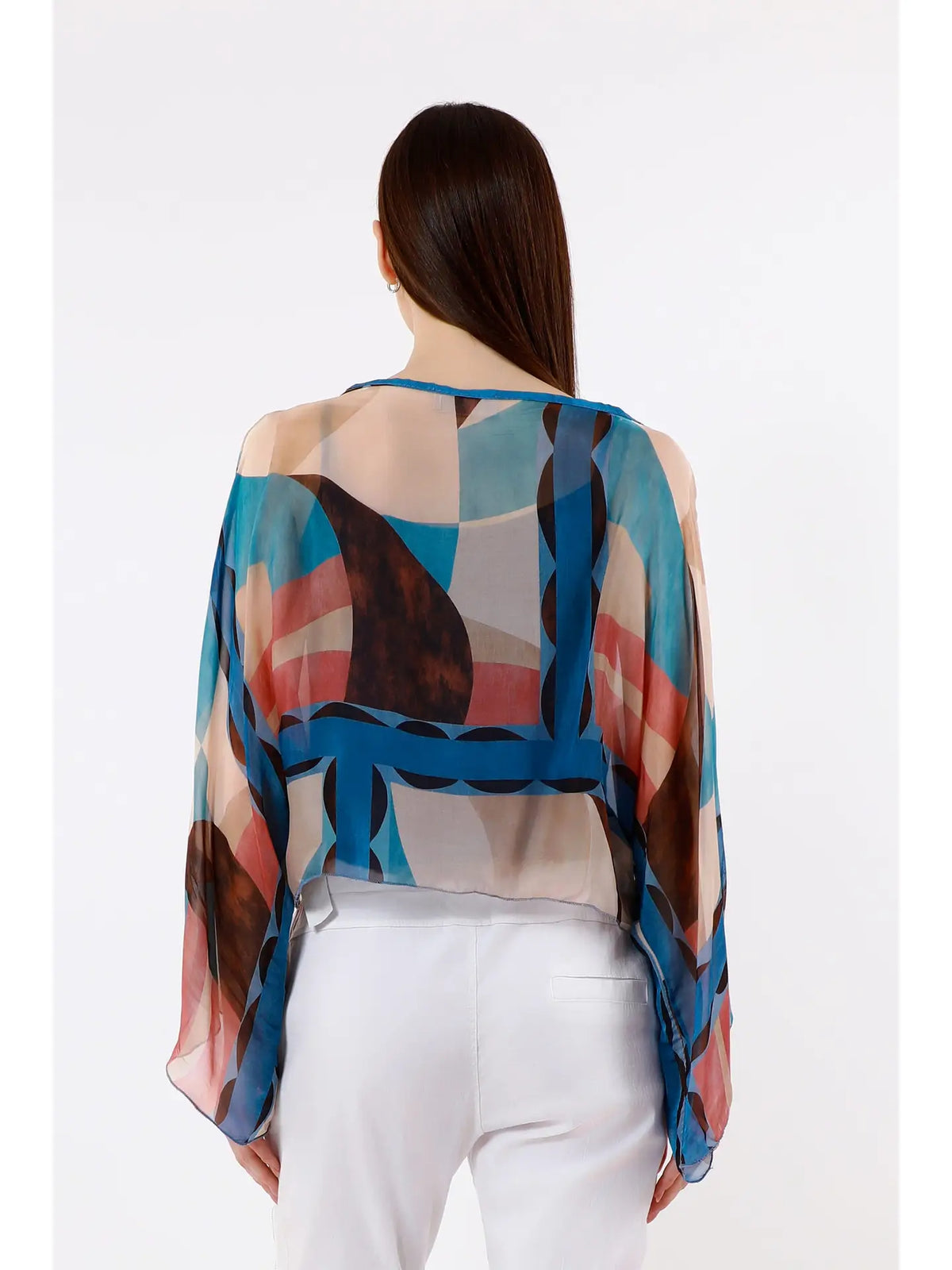 Sofita Modernism 3/4 Sleeve Cropped Silk Caftan