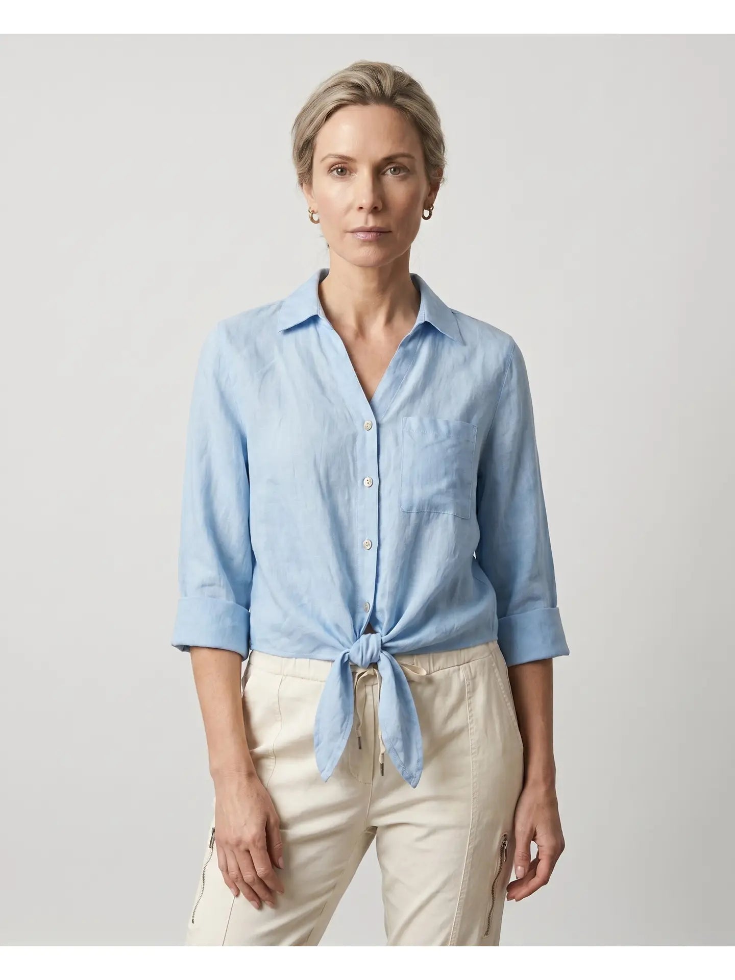 Alejandra Linen Tie Front Blouse