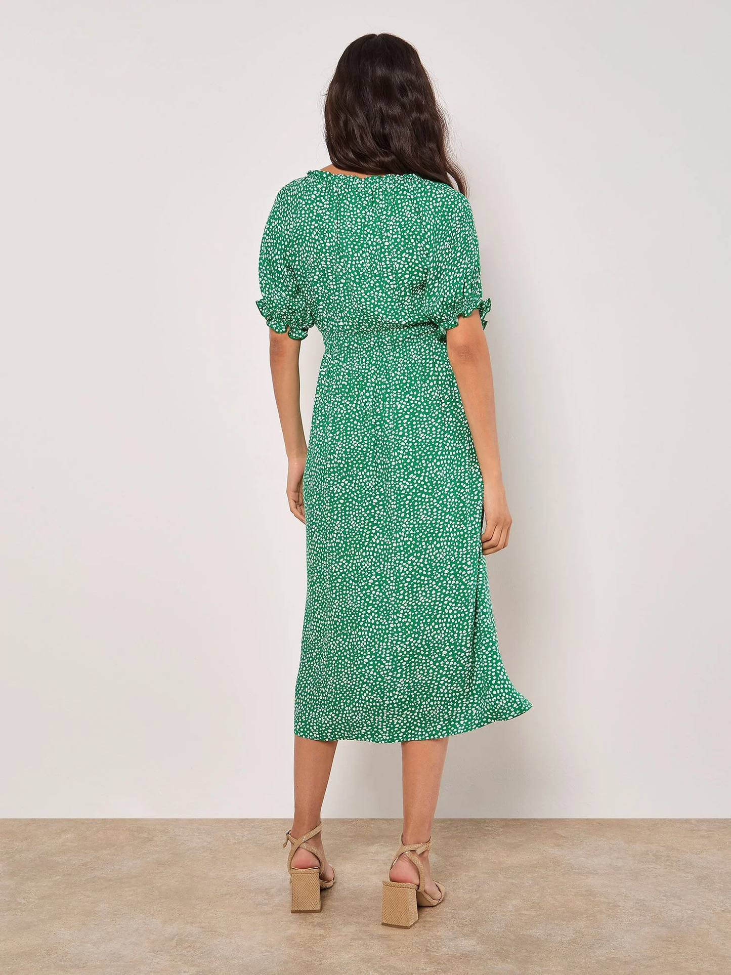 Milkmaid Midi Spot Printed Dress