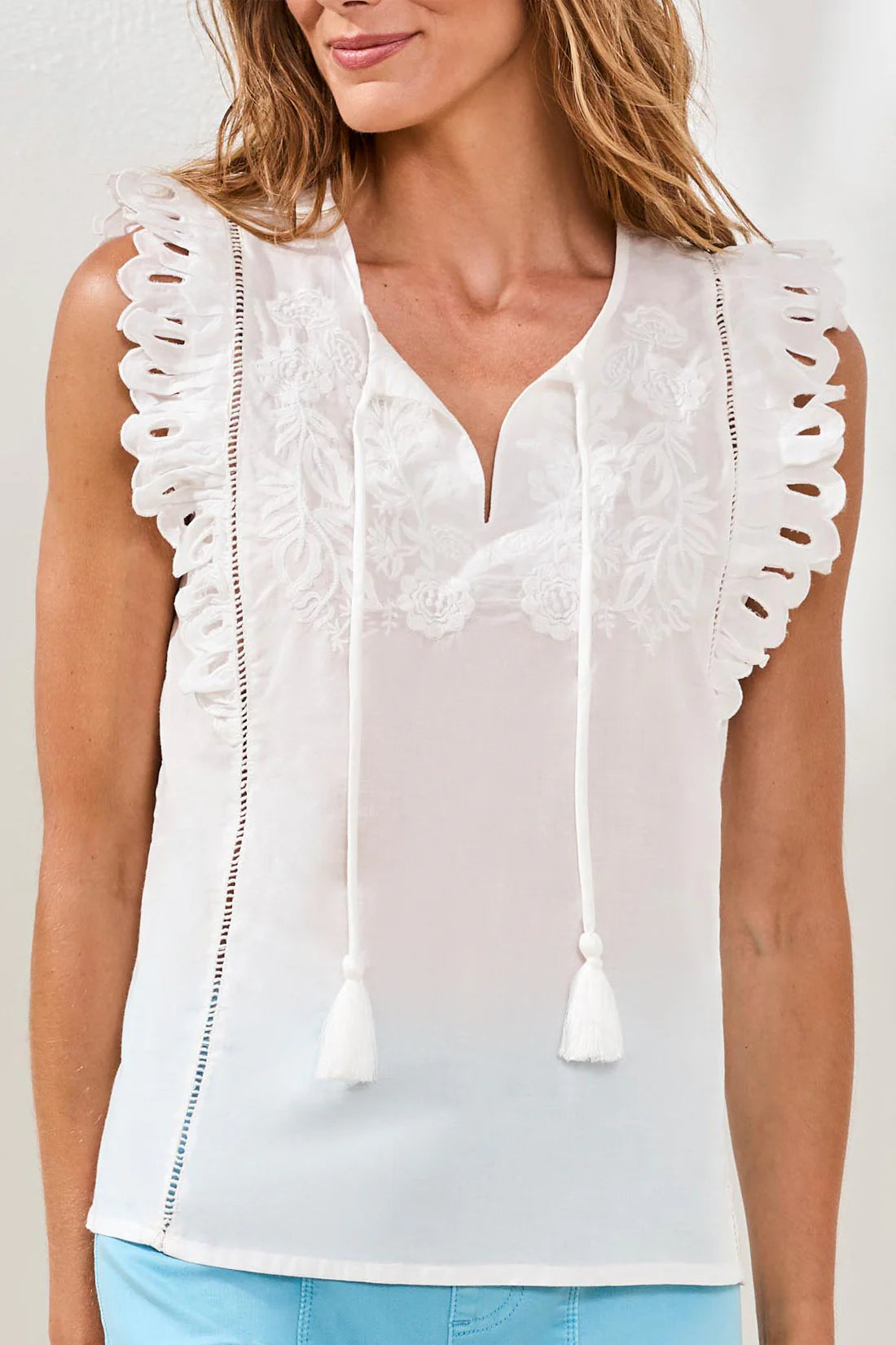 Cap Frill Sleeve Poplin Blouse
