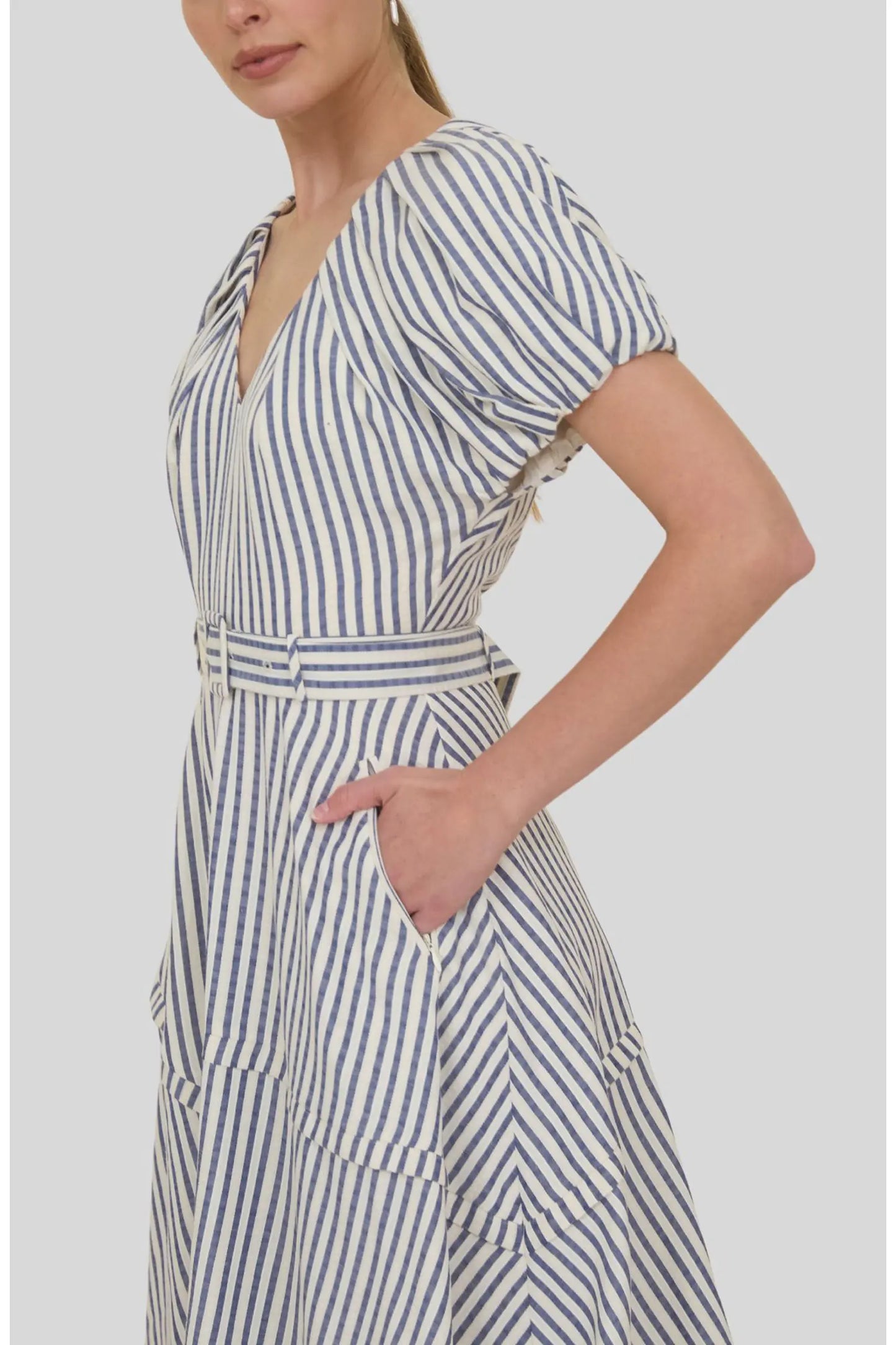 Puff Sleeve Dress with Belt