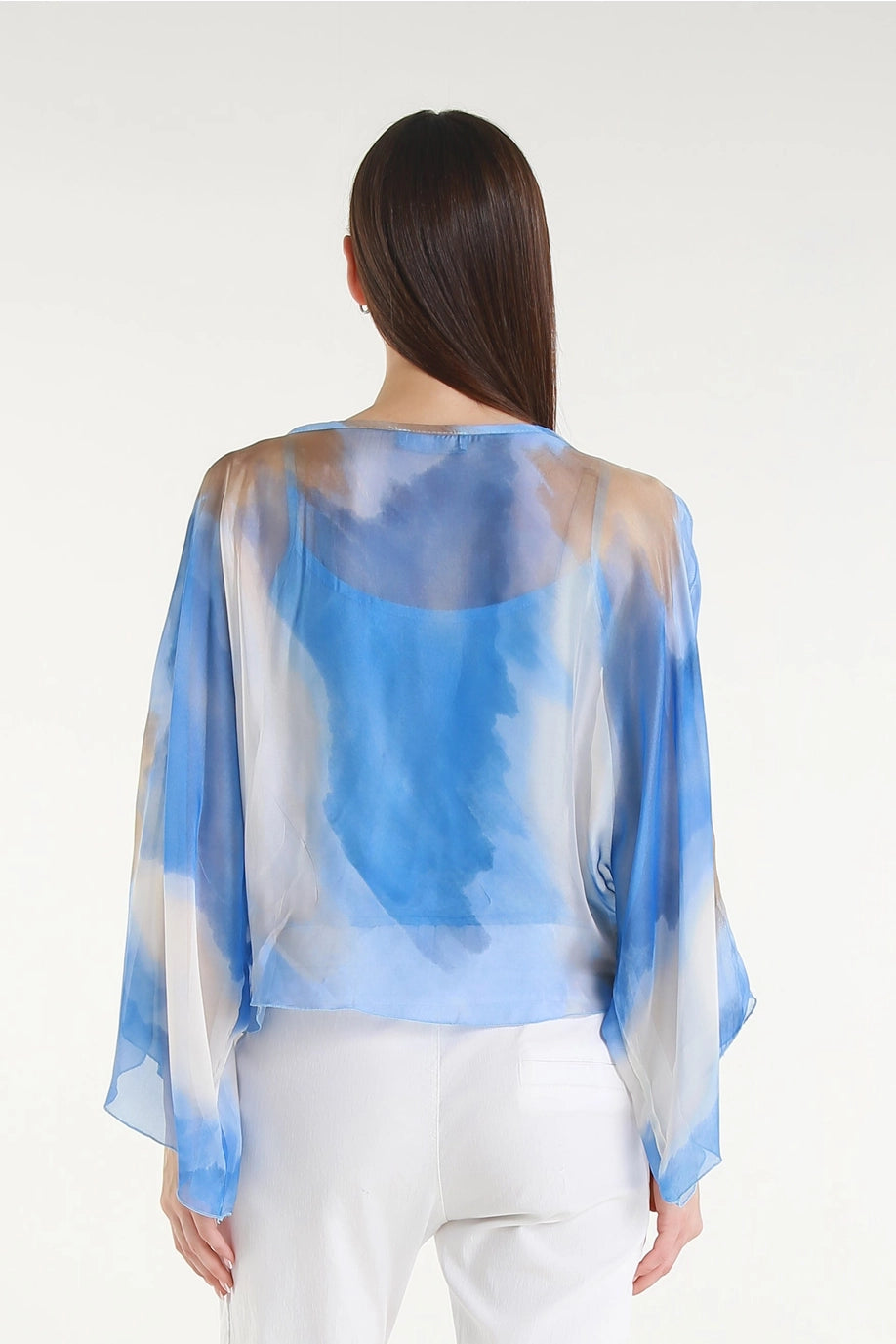 Sofita Abstract Cropped Silk Kaftan
