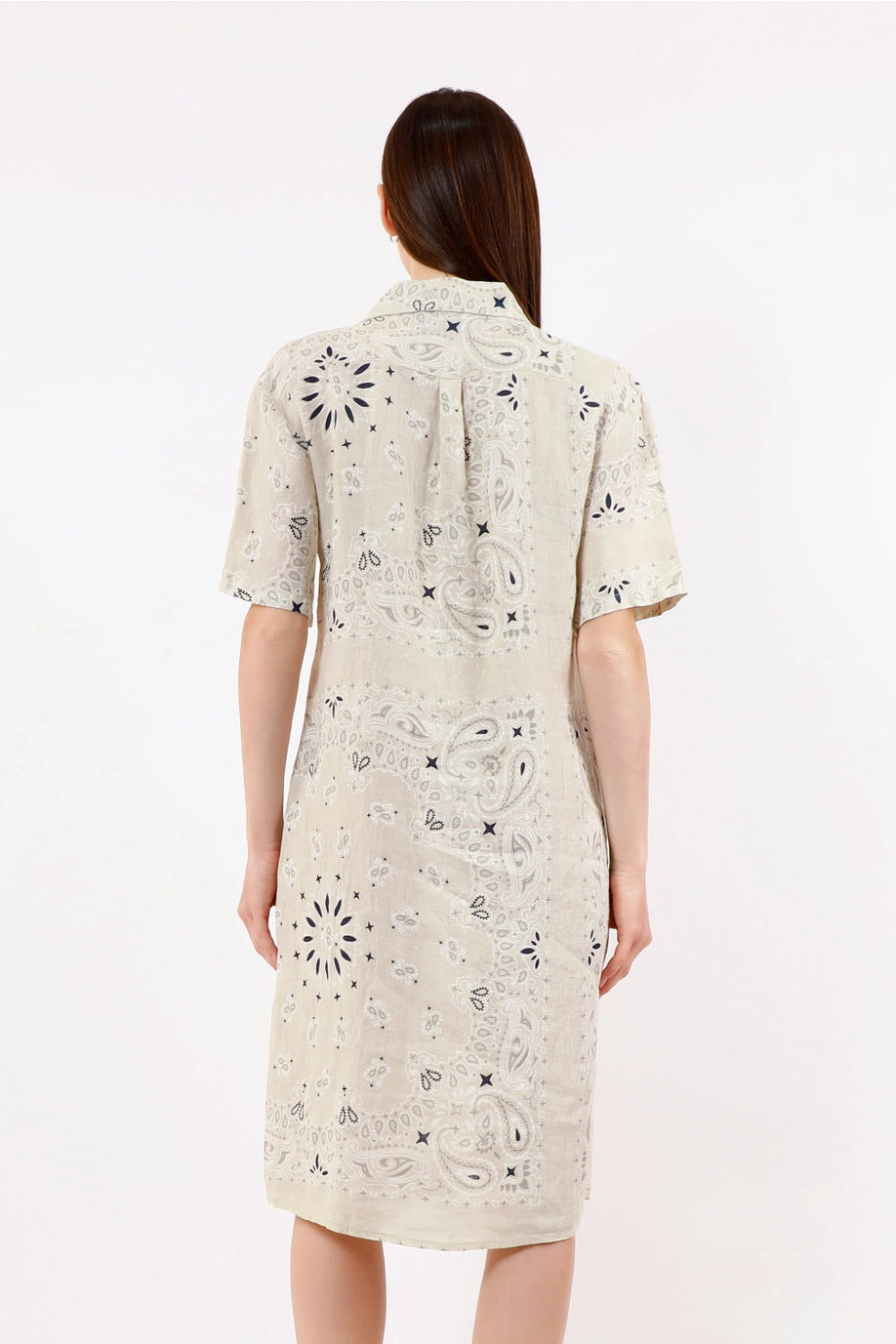 Regine Short Sleeve Bandana Linen Dress