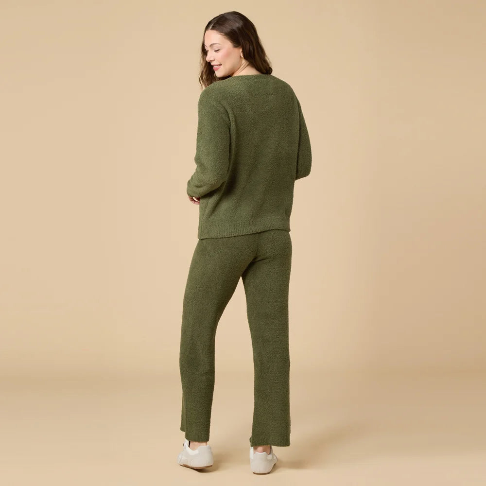 Solid Marshmallow V-Neck Lounge Set