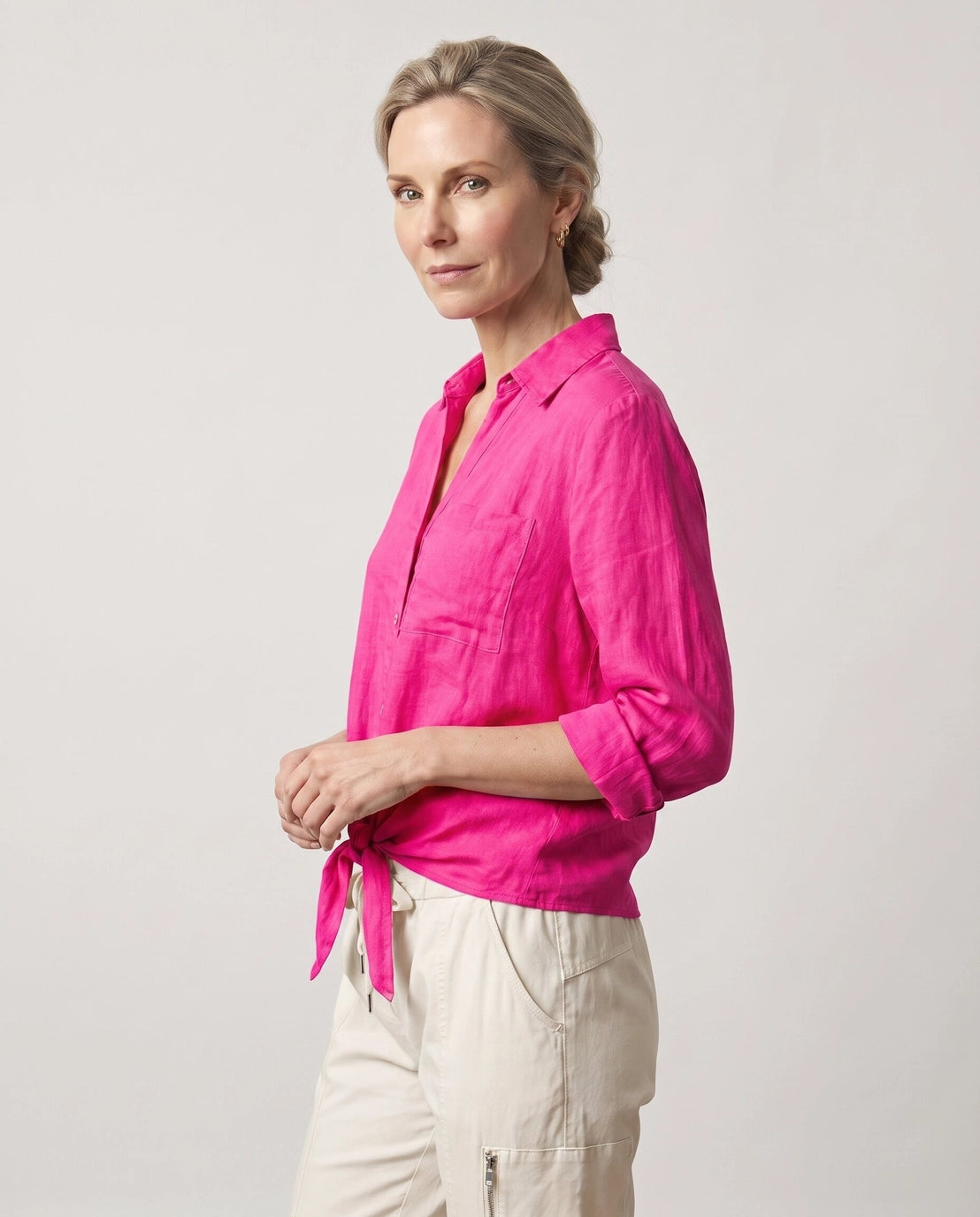 Alejandra Linen Tie Front Blouse