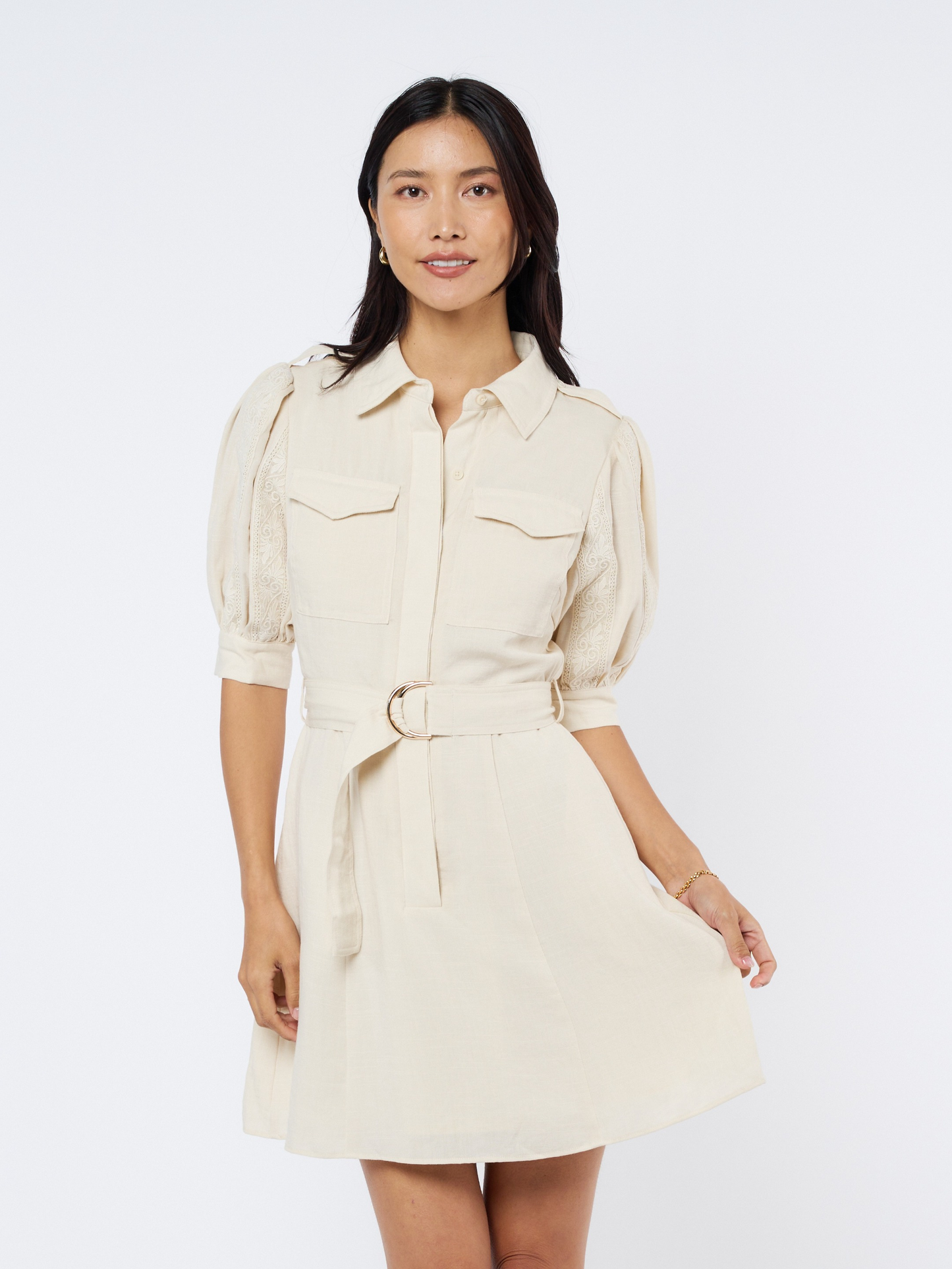 Laia Lace Applique Shirtdress