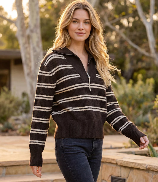Stripe Half Zip Sweater