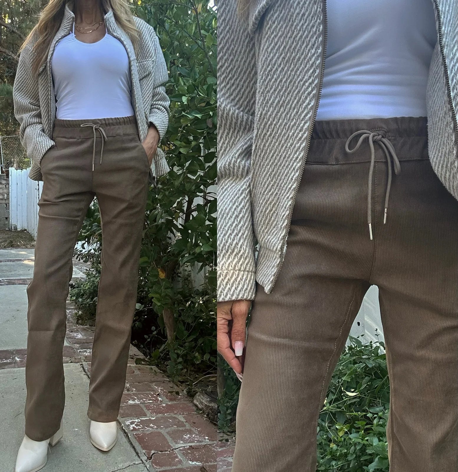 Loren Drawstring Wide Leg Brown Corduroy