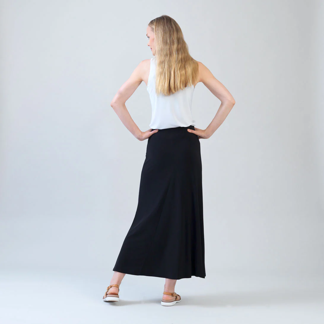 Cascade Drape Hi-Low Maxi Skirt