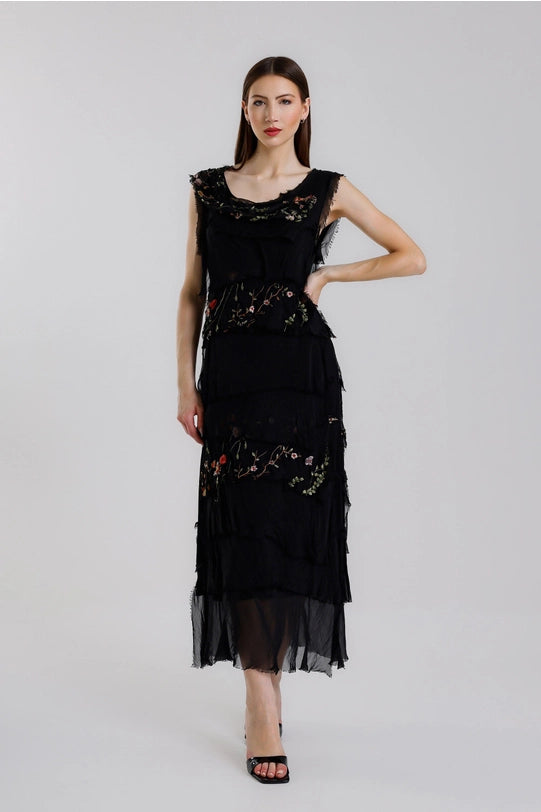Embroidered Aleena Silk Maxi Dress