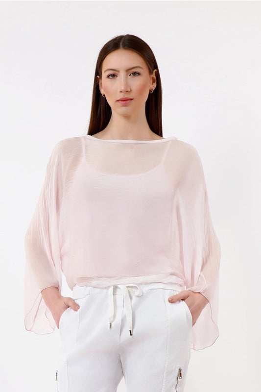 Sofita 3/4 Sleeve Cropped Silk Caftan
