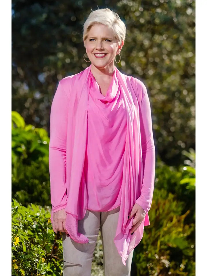 Carla Open Silk Cardigan - Fuchsia