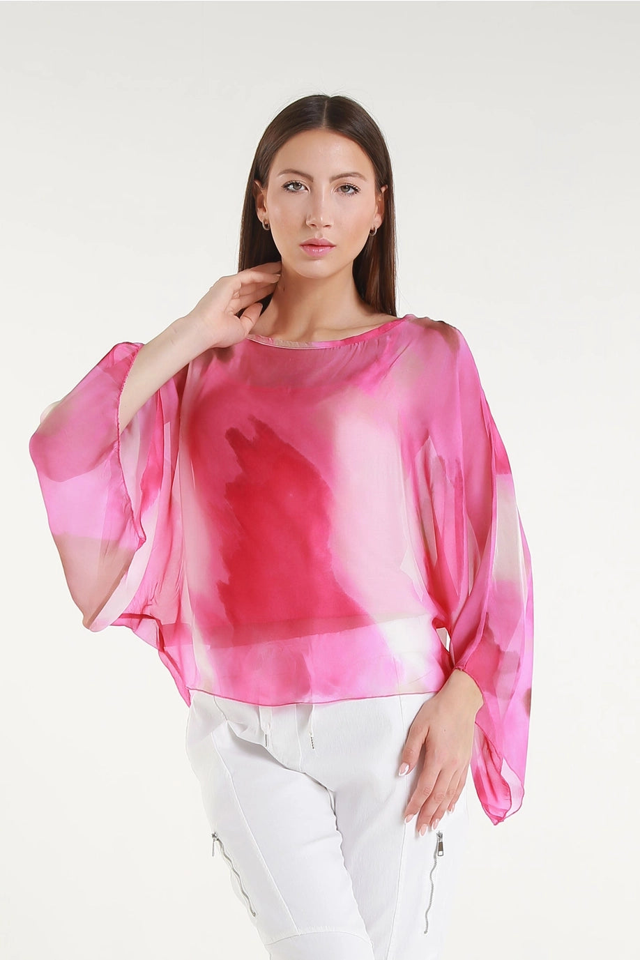 Sofita Abstract Cropped Silk Kaftan