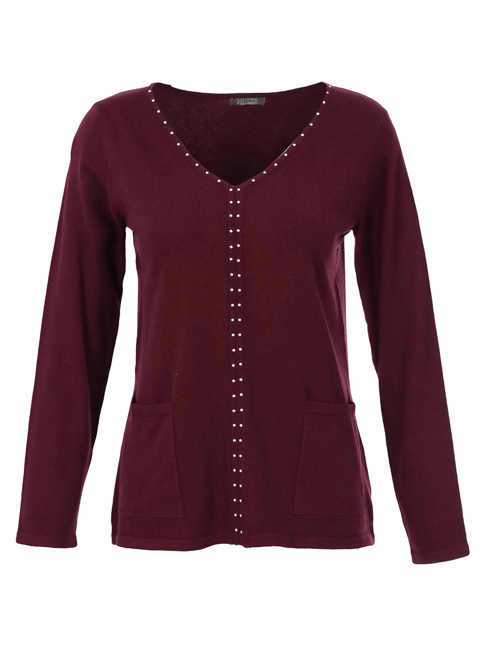 V-Neck Sweater with Studs