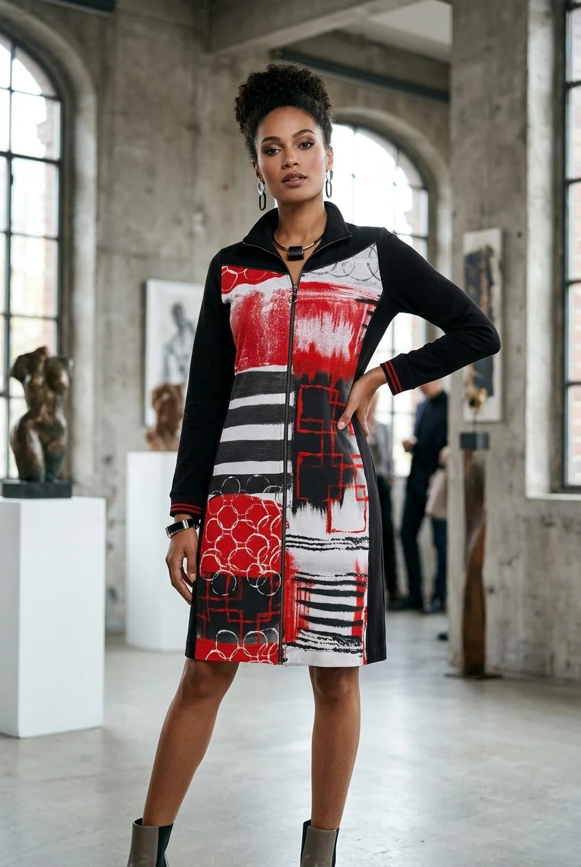 Zip Front Knit Dress